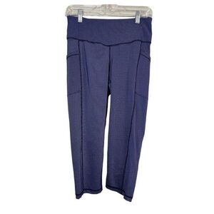 J. McLaughlin Women’s Activewear Cropped Leggings Blue Navy Pockets Size Medium